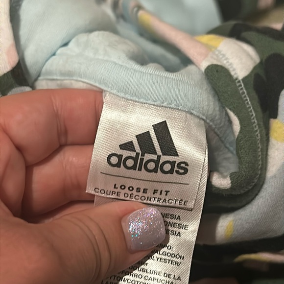 Adidas girls multi color camo fleece lined hoodie size M - Picture 4 of 7